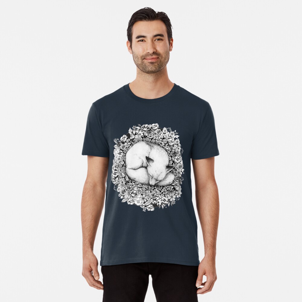 Fox Sleeping in Flowers Premium T-Shirt