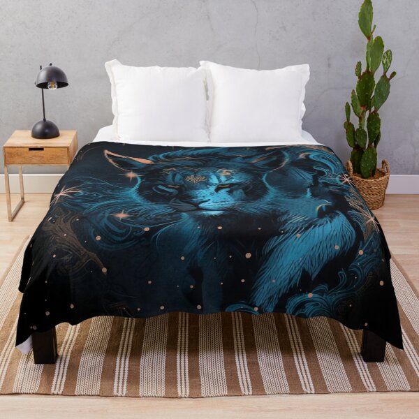 Item preview, Lurking young male lion with stars and floral ornament designed and sold by HarridanCreates.