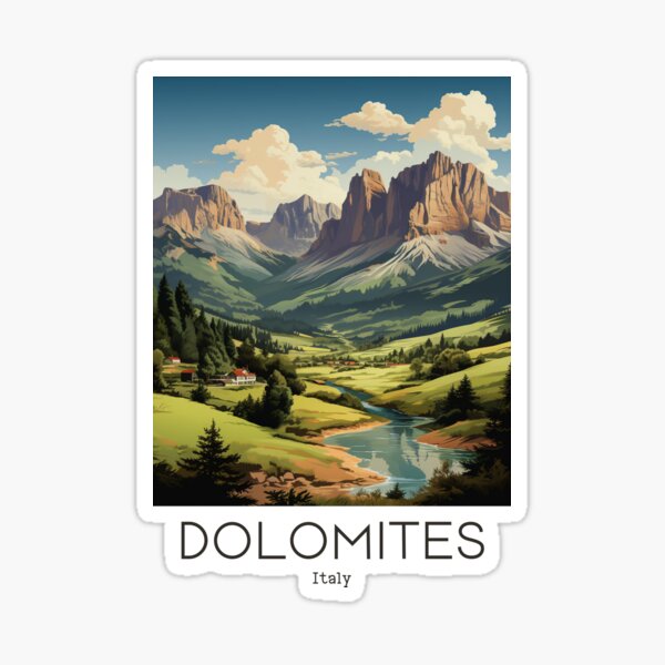 Item preview, A Vintage Travel Illustration of Dolomites - Italy  designed and sold by GoodOldVintage.