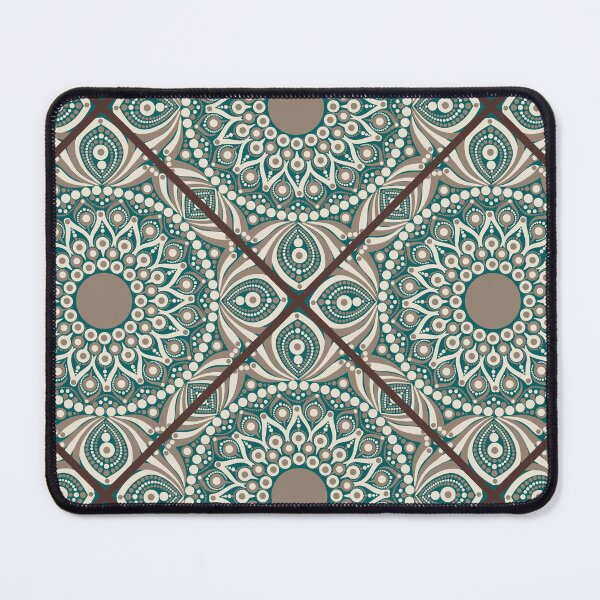 Item preview, Chocolate and Teal Cafe Latte Dot Mandala Tile designed and sold by Triplicate Limited.