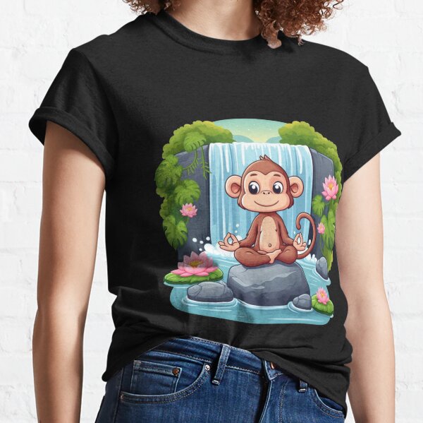 A monkey is meditating while listening to music. Essential T-Shirt for  Sale by DAEWI PARK