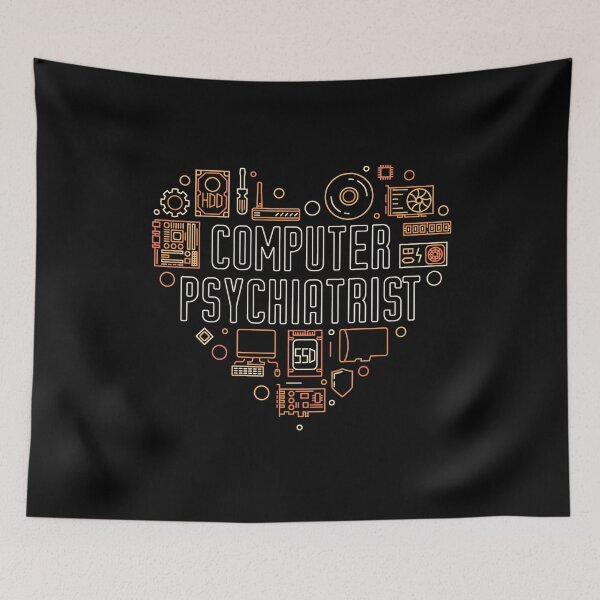 Item preview, Computer Psychiatrist Heart outline funny design with PC Components for IT Nerds designed and sold by venomousvector.