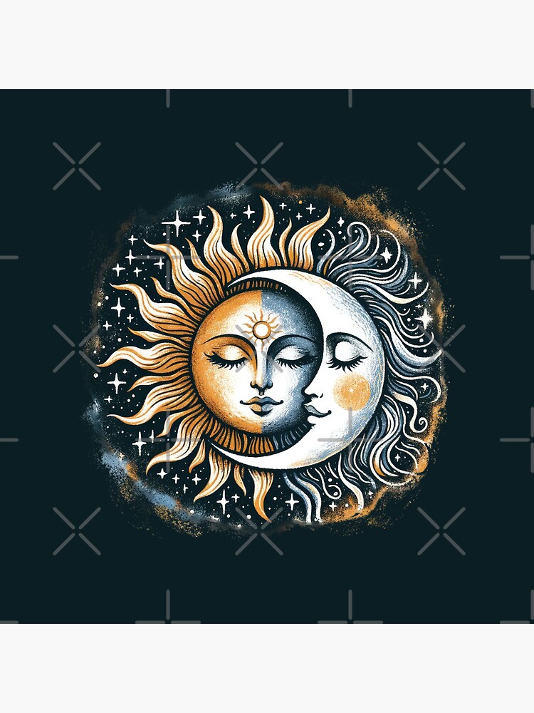 Vintage Sun and Moon Solar Eclipse