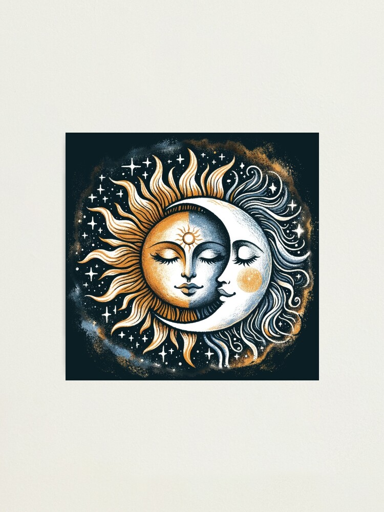 Sun and Moon acrylic original painting small art 8