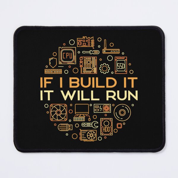 Item preview, If I Build It It Will Run outline funny round design with Computer Parts symbols for PC Builders designed and sold by venomousvector.