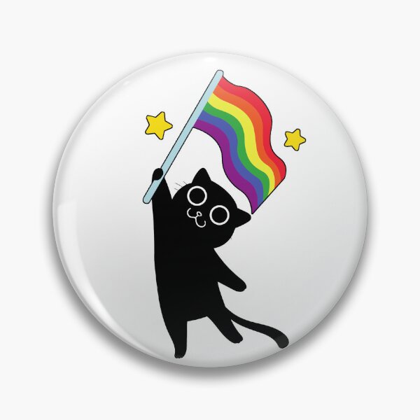 Item preview, Blackcat with Rainbow Flag Cutedrawing designed and sold by Yellowriversss.