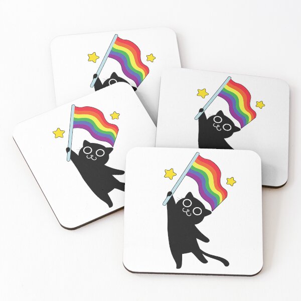 Item preview, Blackcat with Rainbow Flag Cutedrawing designed and sold by Yellowriversss.