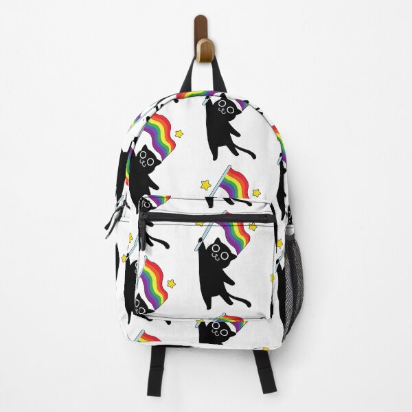 Item preview, Blackcat with Rainbow Flag Cutedrawing designed and sold by Yellowriversss.
