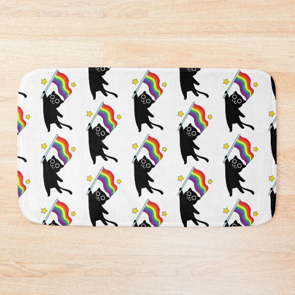 Item preview, Blackcat with Rainbow Flag Cutedrawing designed and sold by Yellowriversss.