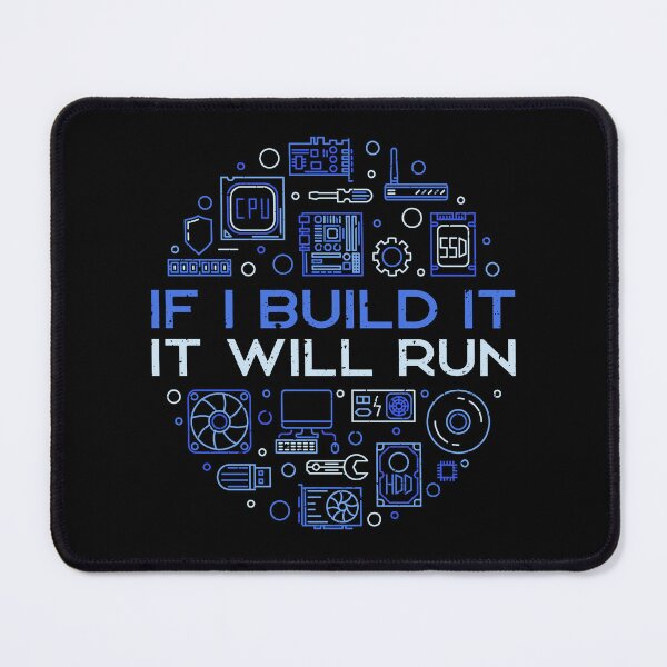 Item preview, If I Build It It Will Run outline funny round distressed design with Computer Parts symbols for PC Builders designed and sold by venomousvector.