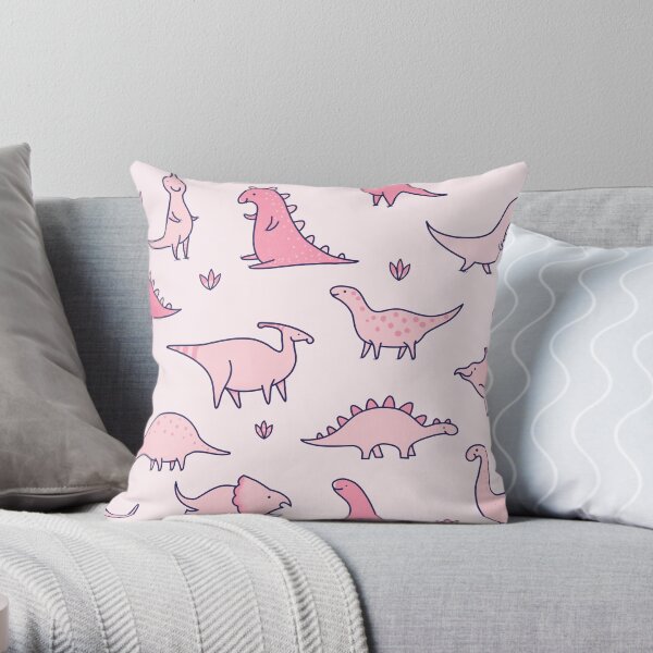 Pink Dinosaurs Throw Pillow