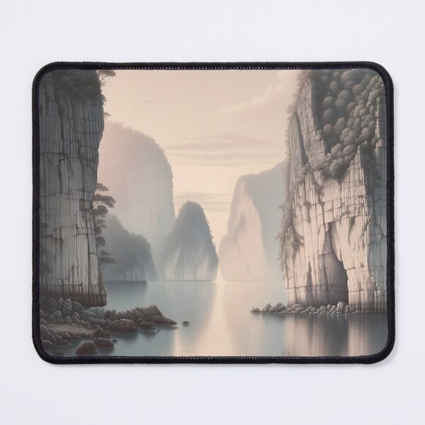 Item preview, Soft Dawn Amidst Rocky Silhouettes designed and sold by PictorialWhimsy.
