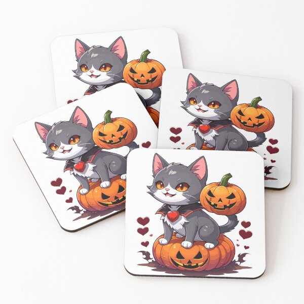 Item preview, cute Halloween cat dressed as dracula, trick-or-treat kitten designed and sold by QuirkyTease.