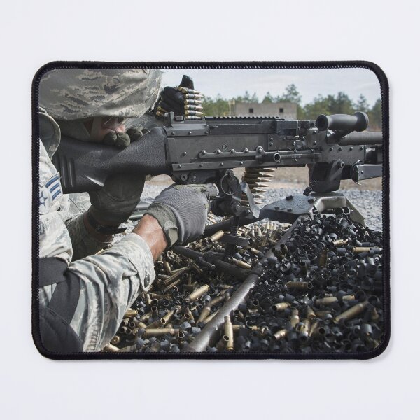 Item preview, STK109157M-Senior Airman fires an M240B machine gun. designed and sold by StocktrekImages.