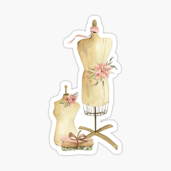 Vintage Fashion Tailor Dressmaker Seamstress Mannequin Dummy Sticker for  Sale by NoFutureForU