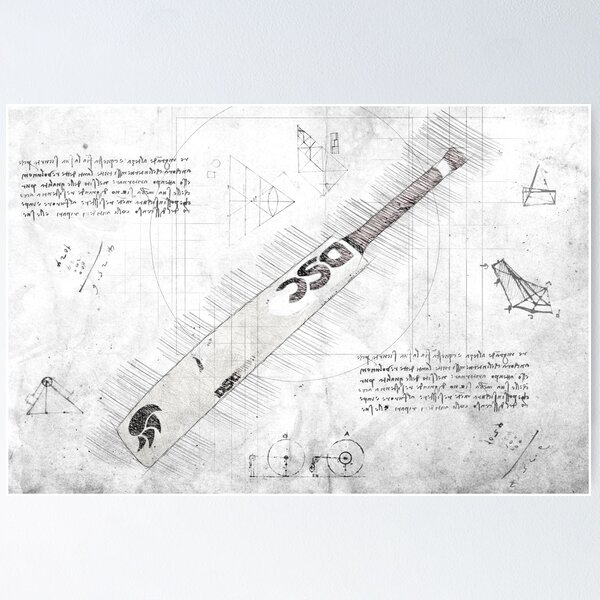 Item preview, Da Vinci Sketch Art Cricket Bat - Grunge designed and sold by Rayyanz.