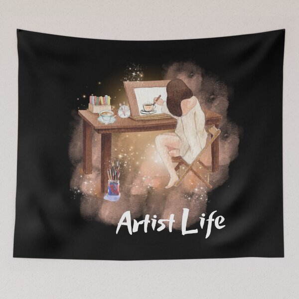 Item preview, "Artist Life" beautiful soft Graphic Design with Brown and Gold Background designed and sold by Lunardreams54.