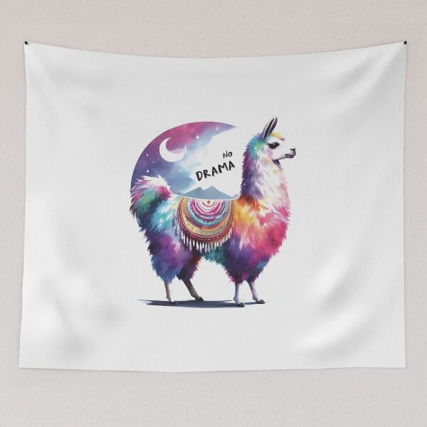 Item preview, A colorful llama with the words "no drama" written on it.  Positive message designed and sold by ART-POD-PL.