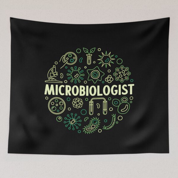Item preview, Microbiologist creative round outline design with bacteria and microbes signs for Microbiology Lovers designed and sold by venomousvector.