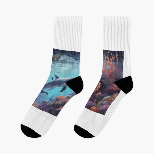 Item preview, Happy dolphin, coral reef, wallpaper designed and sold by Damian Sobczyk.