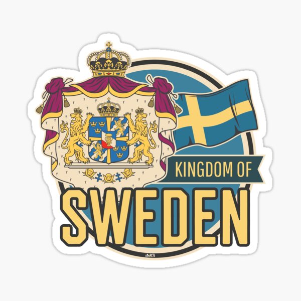 Item preview, Kingdom of SWEDEN flag sticker t-shirt 01 designed and sold by LocationInks.