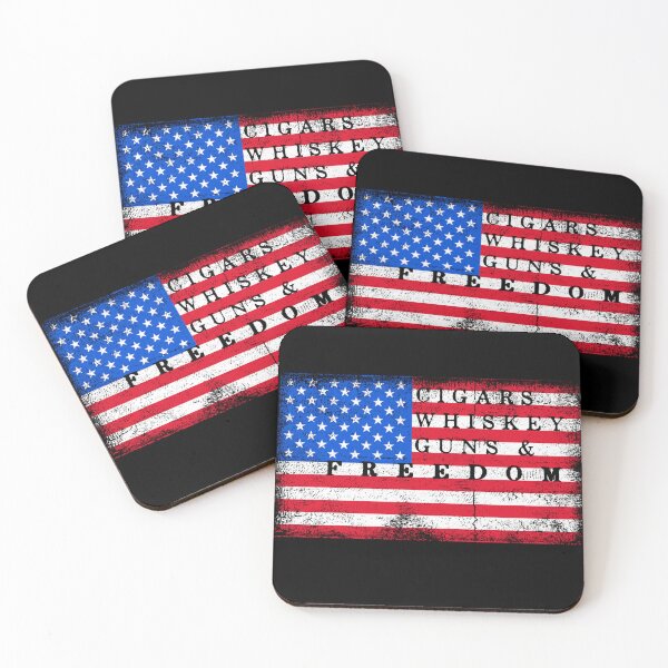 Item preview, Cigars Whiskey Guns & Freedom,  Pro Gun Vintage USA Flag designed and sold by EmiAndMike.