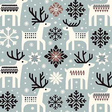 Artwork thumbnail, Winter Reindeer & Snowflake for Christmas by hidden-design