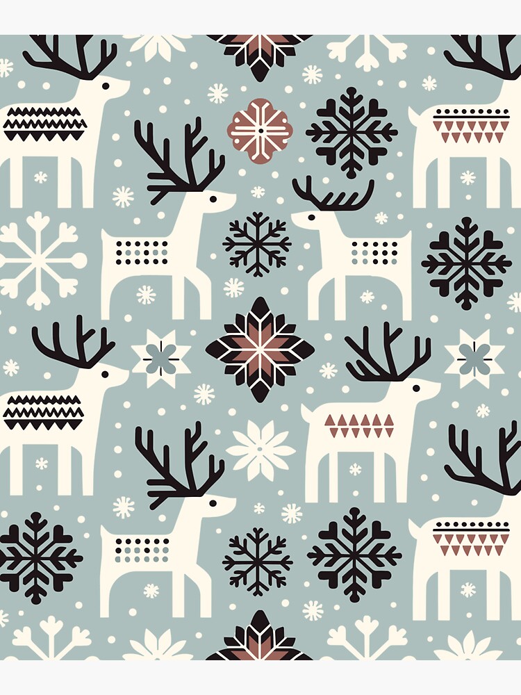 Thumbnail 3 of 3, Sticker, Winter Reindeer & Snowflake for Christmas designed and sold by hidden-design.