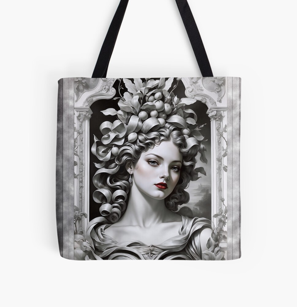 A Stunning Vision Of Erato The Muse Of Poetry AI Concept Art by Xzendor7 - The Beauty Of Mythology 4 A Stunning Vision Of Erato The Muse Of Poetry Mythological Portrait AI Concept Art by Xzendor7 Decorative Tote Bag Art Print