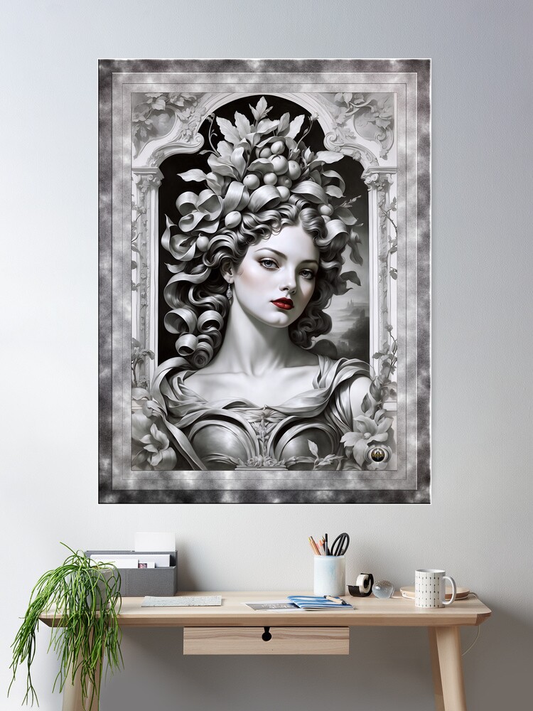 A Stunning Vision Of Erato The Muse Of Poetry AI Concept Art by Xzendor7 - The Beauty Of Mythology 2 A Stunning Vision Of Erato The Muse Of Poetry Mythological Portrait AI Concept Art by Xzendor7 Room Decor Poster Art Print