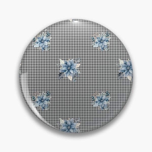 Item preview, Houndstooth and Dusty Blue Poinsettia Flower Print designed and sold by AgathaZolastore.