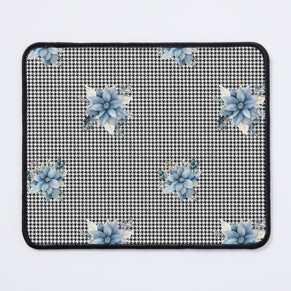 Item preview, Houndstooth and Dusty Blue Poinsettia Flower Print designed and sold by AgathaZolastore.