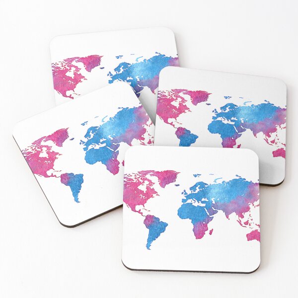 Item preview, Watercolor  pink world map designed and sold by Belhbib Art ⭐⭐⭐⭐⭐.