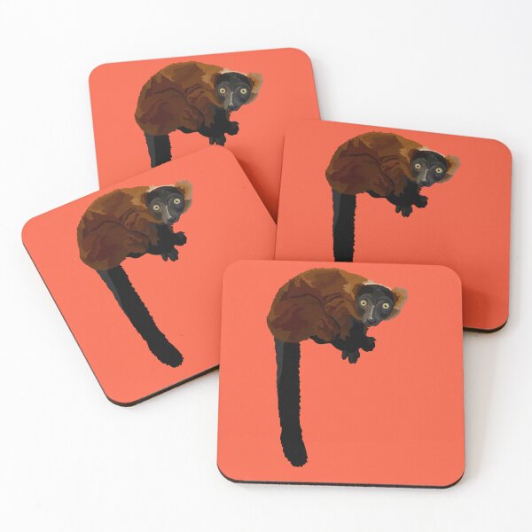 Item preview, R is for Red Ruffed Lemur,Red Ruffed Lemur Artwork – Vibrant Primate Illustration and Madagascar Wildlife Design designed and sold by PrettylittlepastelUk.