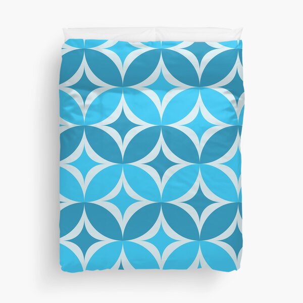Item preview, Mid Century retro Starbursts on Blue and Turquoise Circles Pattern  designed and sold by Yasminepatterns .