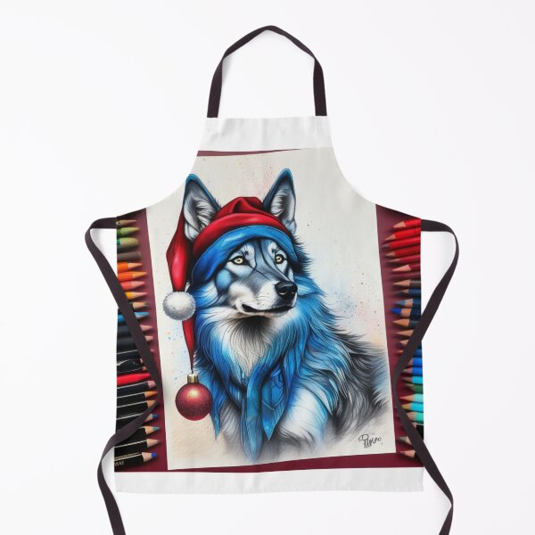 Item preview, Blue Wolfdog With Christmas Hat designed and sold by ishitastore08.