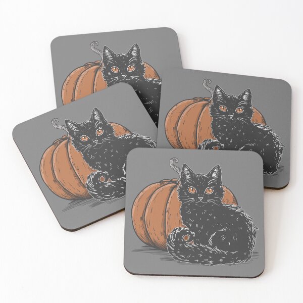 Item preview, Black Kitten and Pumpkin designed and sold by KilkennyCat Art.