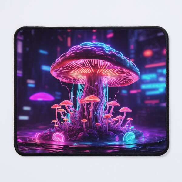 Item preview, Cyber Magic Mushroom in Neon Wonderland III designed and sold by luminamatrixart.
