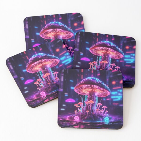 Item preview, Cyber Magic Mushroom in Neon Wonderland III designed and sold by luminamatrixart.