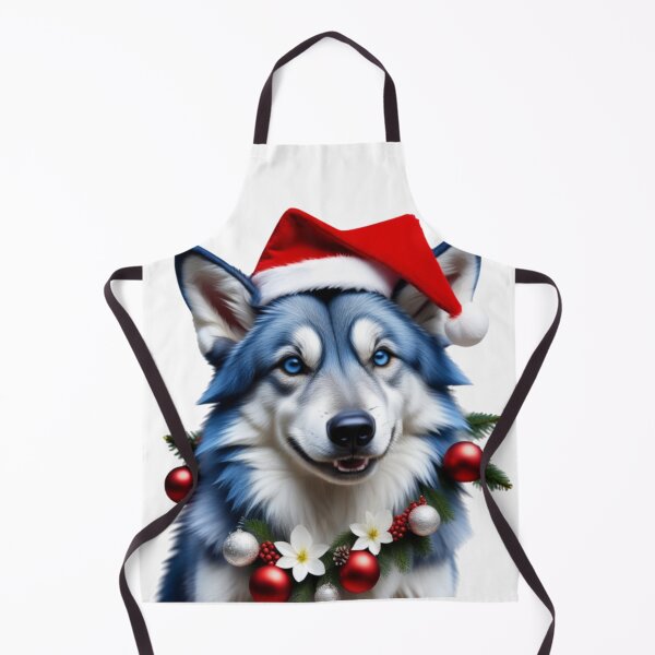 Item preview, Blue Wolfdog With Christmas Hat designed and sold by ishitastore08.