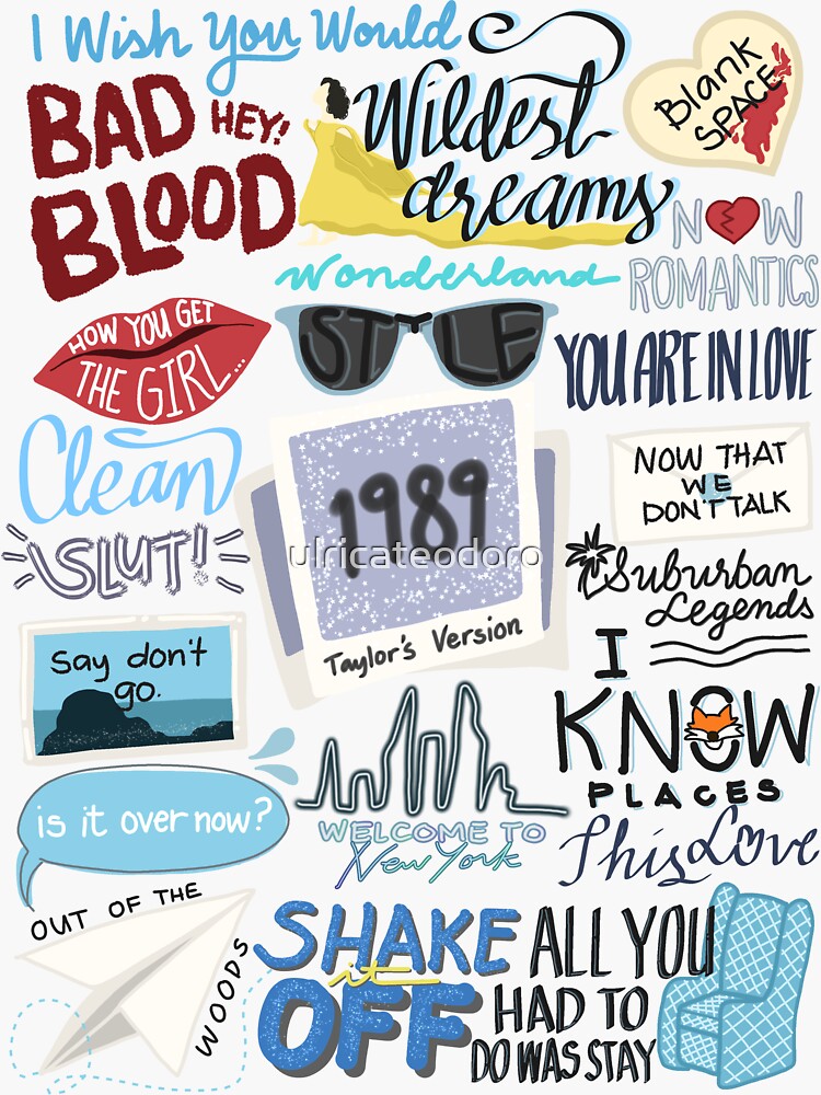 1989 Era Taylor Swift Lyrics Stickers, Taylor Swift Stickers, Swiftie  Sticker Pack, Paper Pals