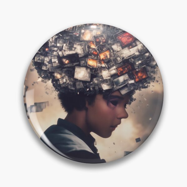 Item preview, Child with overwhelming information data explode from his head designed and sold by stevanovicigor.
