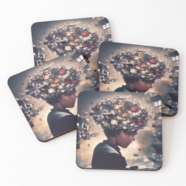 Item preview, Child with overwhelming information data explode from his head designed and sold by stevanovicigor.