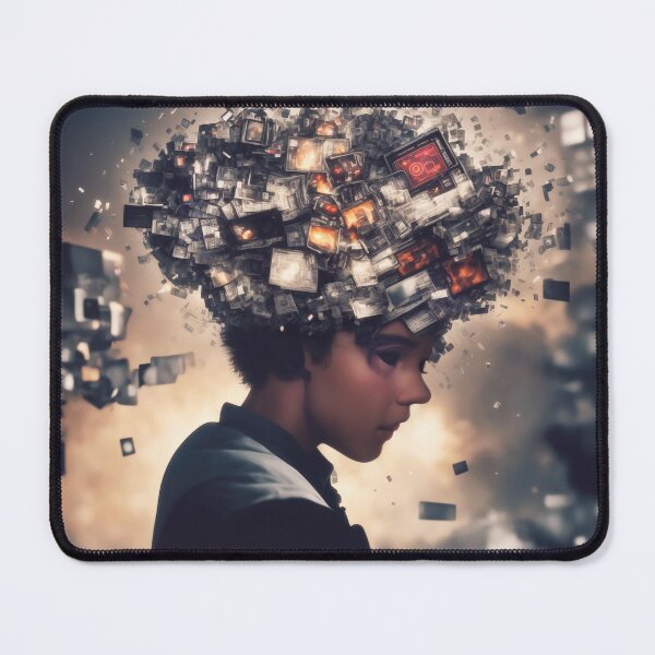 Item preview, Child with overwhelming information data explode from his head designed and sold by stevanovicigor.