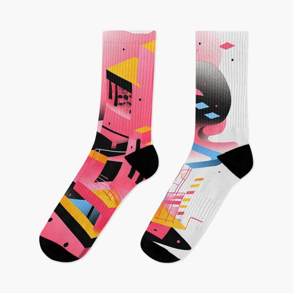Item preview, Modern Geometric Play: Bold Pink, Yellow & Black Minimalist Fusion designed and sold by PaintbrushPlace.