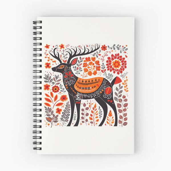 Item preview, Folk art - Black deer and leaves designed and sold by the99thstudio.