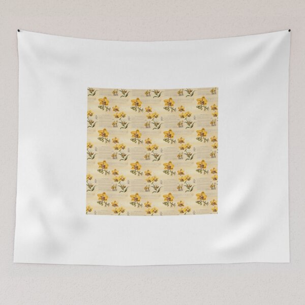 Item preview, Yellow Orchid Vintage Herbarium Page in Sepia Tones designed and sold by BloomPattern.