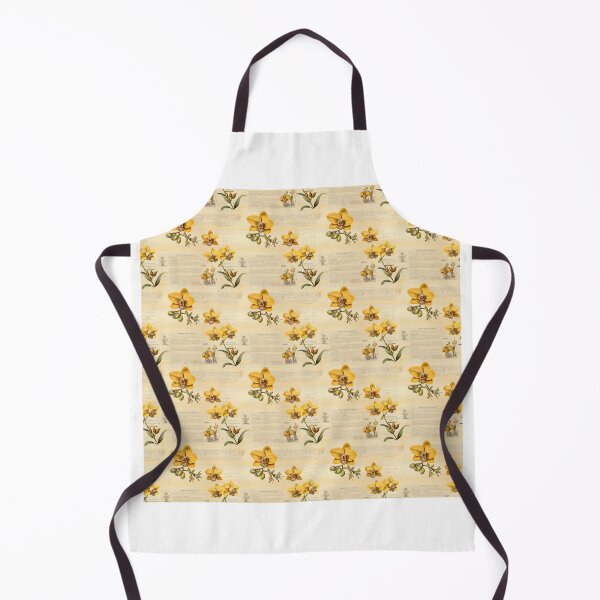 Item preview, Yellow Orchid Vintage Herbarium Page in Sepia Tones designed and sold by BloomPattern.