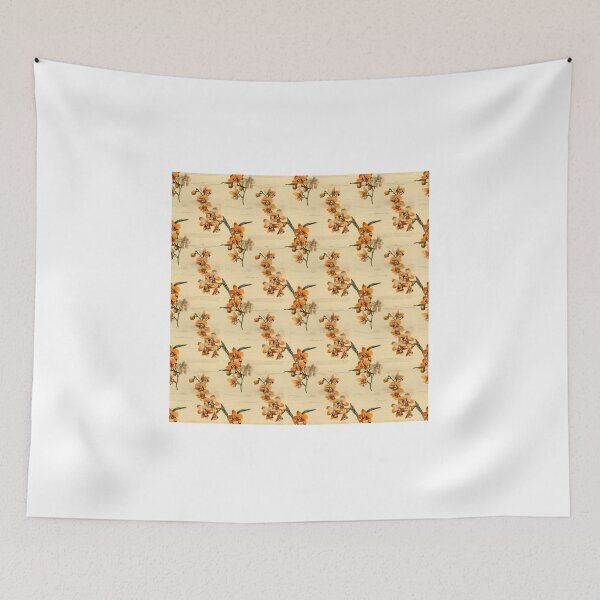 Item preview, Orange Orchid Vintage Herbarium Page in Sepia Tones designed and sold by BloomPattern.