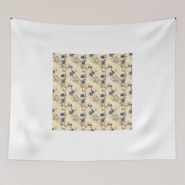 Item preview, Dark Blue Orchid Vintage Herbarium Page in Sepia Tones designed and sold by BloomPattern.